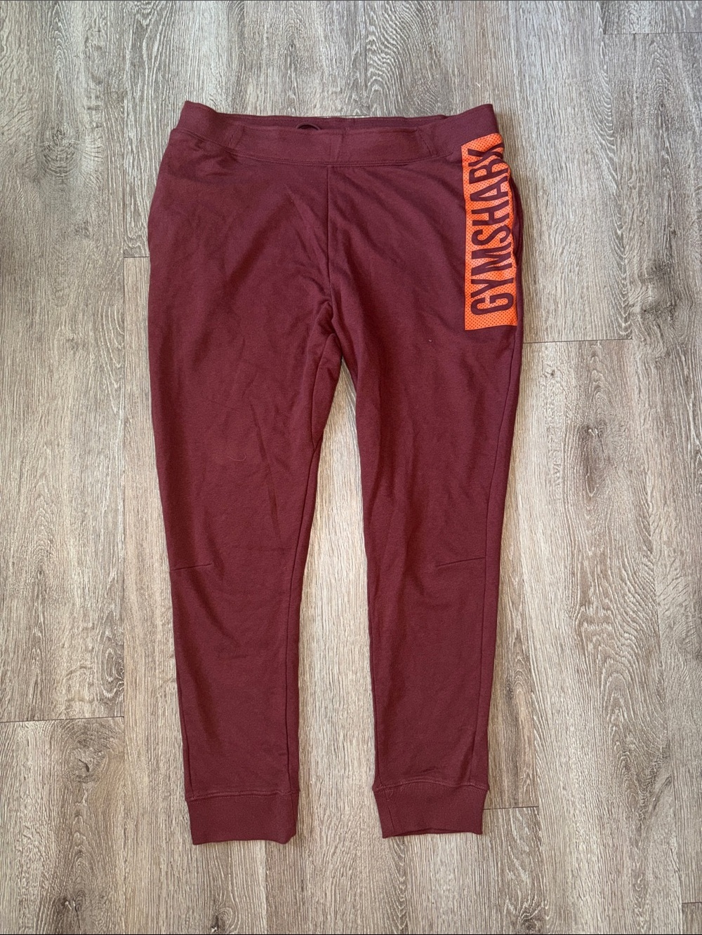 Gymshark  Maroon Jogger Bottoms with Orange Logo pants sweats xl